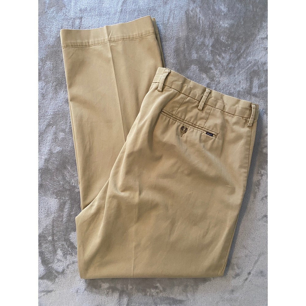 Polo Ralph Lauren Pants Sz 40/32 Tan Stretch Classic‎ Fit Chino Business Casual